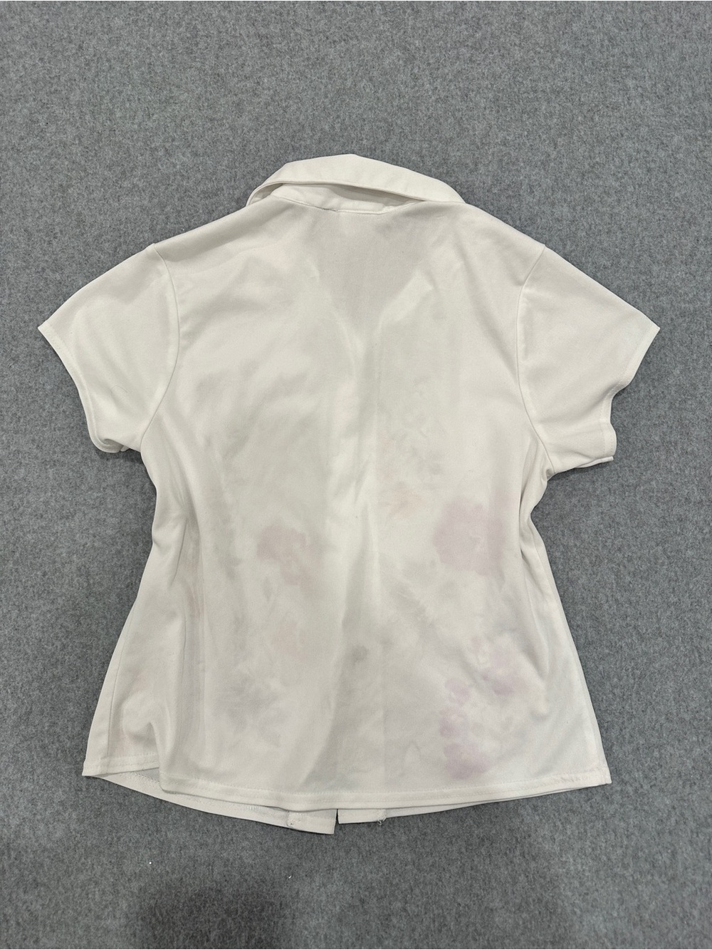 Anxiety White Button-Down Polo Shirt with Pink and Yellow Floral Print - Picture 6 of 8